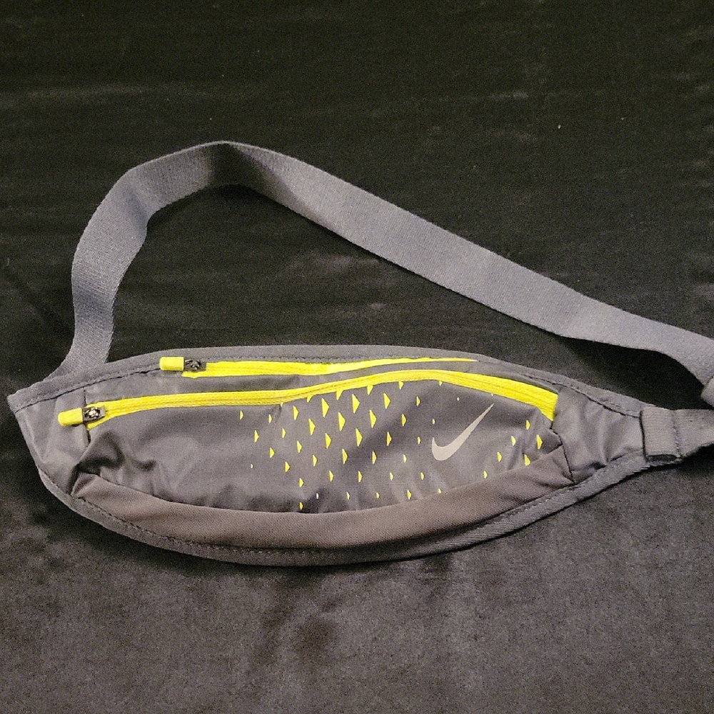 Nike Gray and Yellow Belt Bag with Sporty Design